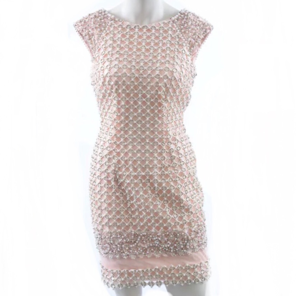 Blush Pink Jovani Dress W/ Pearl Bead Embellish - Picture 3 of 6